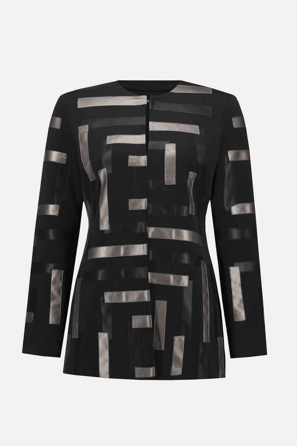 Joseph Ribkoff - Scuba & Leatherette Collarless Jacket