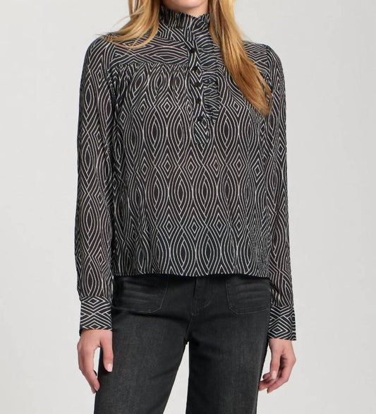 Apny - Ruffle Half Placket Blouse