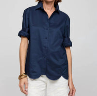 Hinson Wu Blaire Long Sleeve Shirt in navy - women's shirt