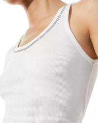 alice + olivia Allen Embellished Tank Top in white - women's tank top - alternate view