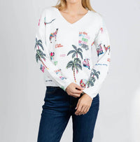Vilagallo - Martina Print V-neck Sweater