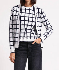 Minnie Rose - Viscose Windowpane V-neck Cardigan