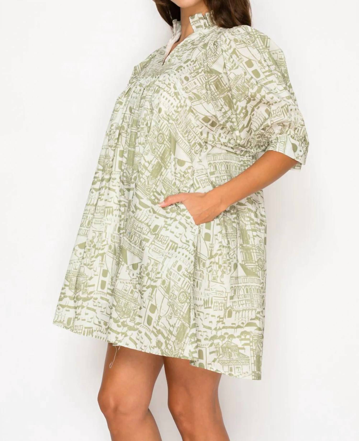 Meet Me in Santorini Verdant Bellezza Mini Dress in santorini verdant bellezza mini dress in green - women's dress - view 4