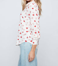 Renuar Love Is In The Air Blouse in the air blouse in scarlet combo - women's blouse - detail view