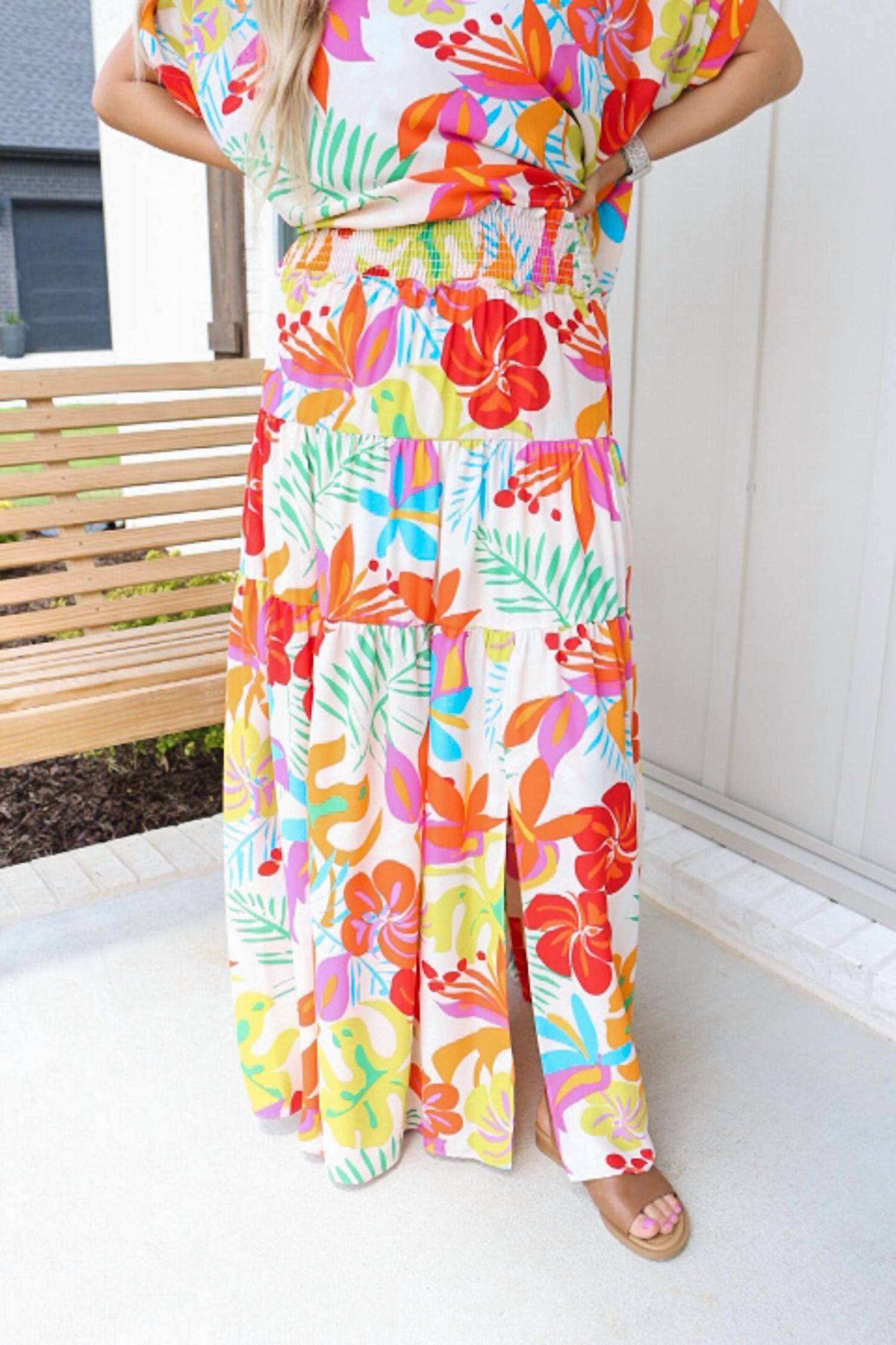 Adrienne - Ellie Floral Tiered Maxi Skirt
