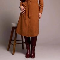 Tribal - Faux Belted Long Sleeve Maxi Dress