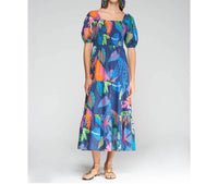 Vilagallo - Jungle Tropical Print Midi Dress