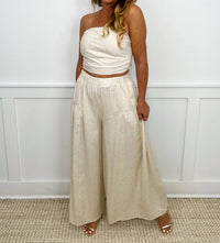 Aakaa - Tube Top And High-rise Wide Leg Set
