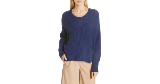 Women's Overlap Panel Bouclé Knit Pullover Sweater