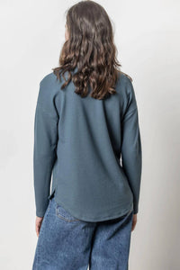 Lilla P - Rounded Hem Split Neck Top