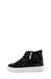 Nina Women's Caroleen Reversible High Top Sneaker in black flip sequin - women's sneaker