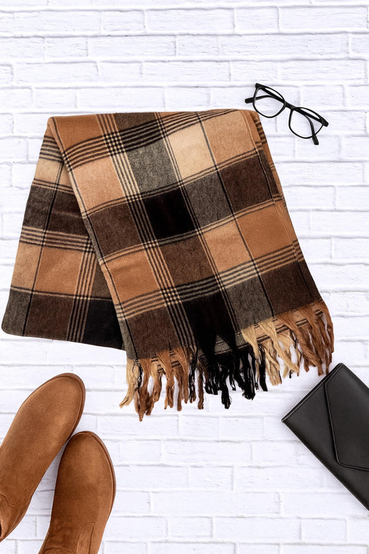 Leto Collection - Oversized Flannel Tassel Scarf