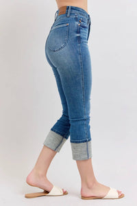 Judy Blue - Women's Eva Tummy Control Cuff Capri Jeans