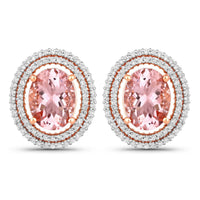Diana M Jewels Women's Oval Natural Morganite Stud Earrings (3.69 Ct) - Signature Plus in 14k rose gold - women's jewelry