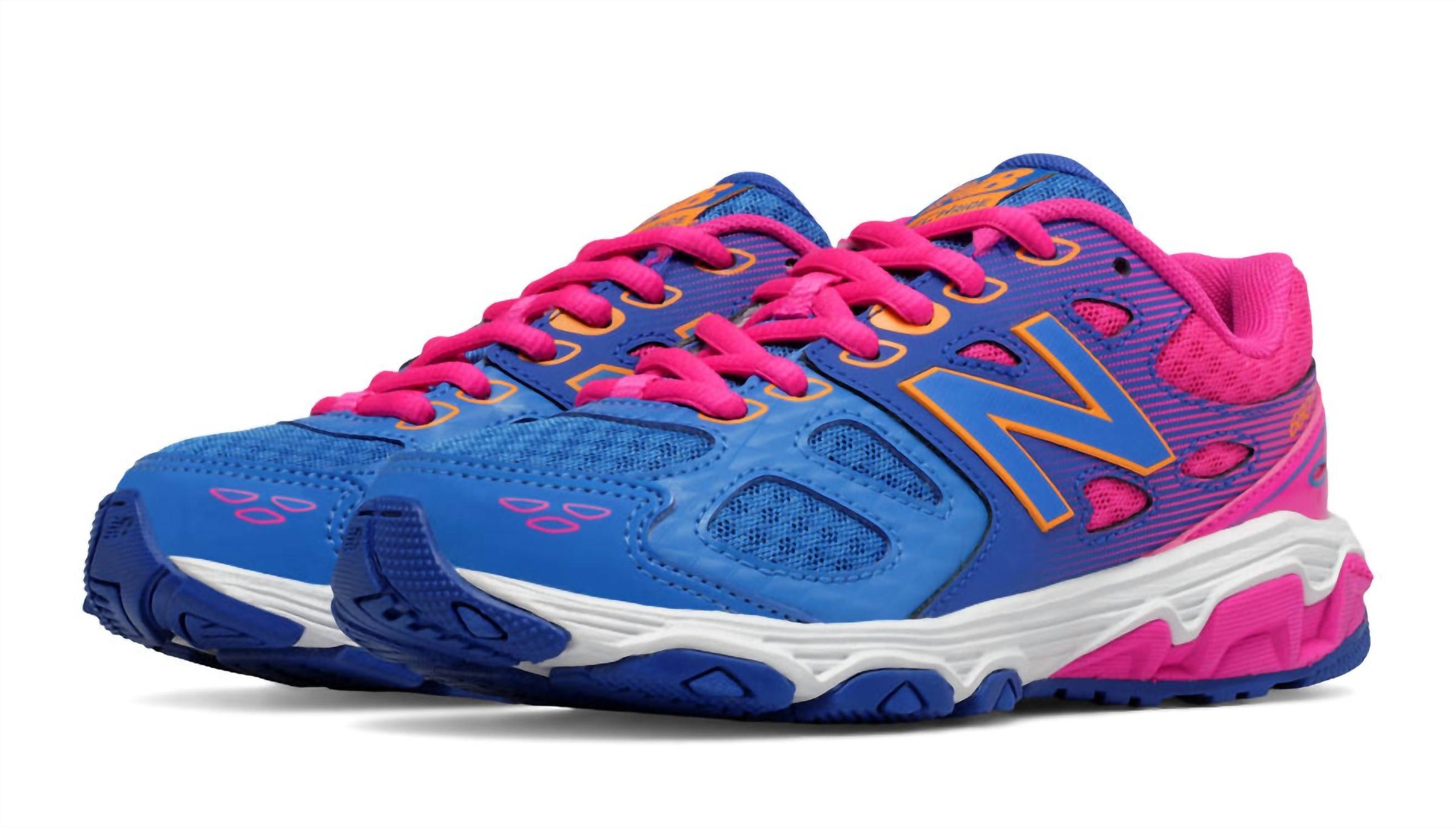 New Balance Little Kid's 680v3 Running Shoes in purple pink - kids' sneaker - detail view