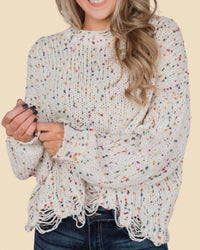 Pol - Distressed Confetti Sweater