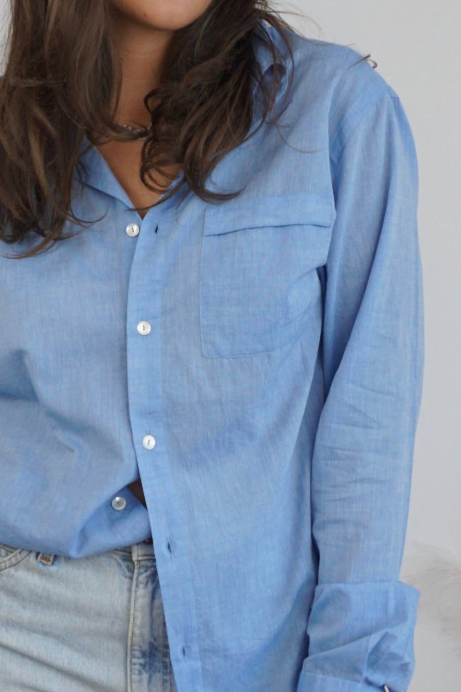 NIBI MTK Jupiter Button Down in denim blue - women's shirt - alternate view