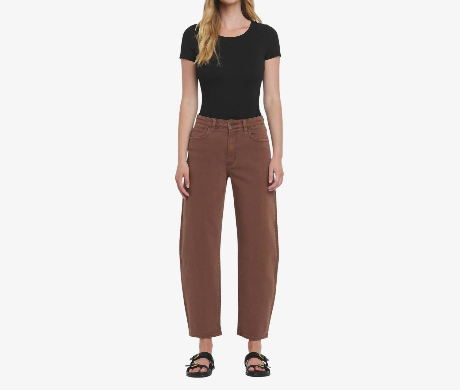 VERVET BY FLYING MONKEY Katie Barrel Jeans in brown - women's jeans - detail view