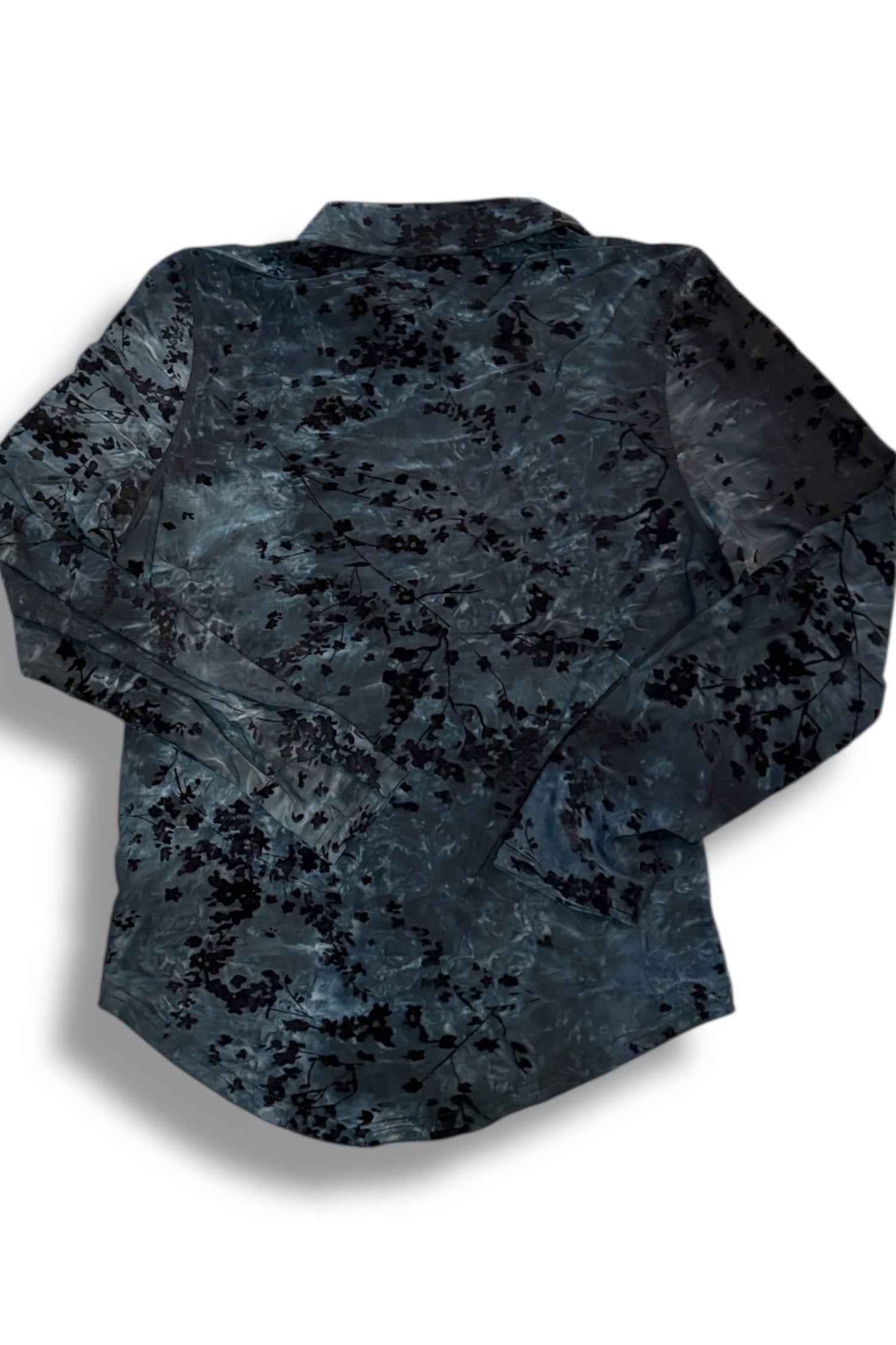 PAPARAZZI Women's Velvet Flocked Ruched Blouse in black - women's shirt - view 4