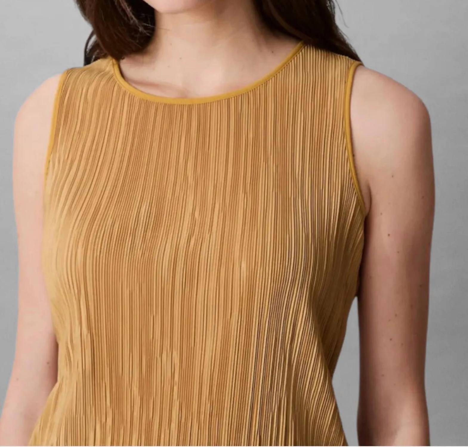 CALVIN KLEIN Plisse Tank Top in gold ice yellow - women's tank top - view 4