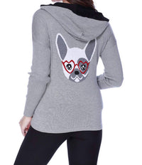 Frenchie Love Hooded Caridgan