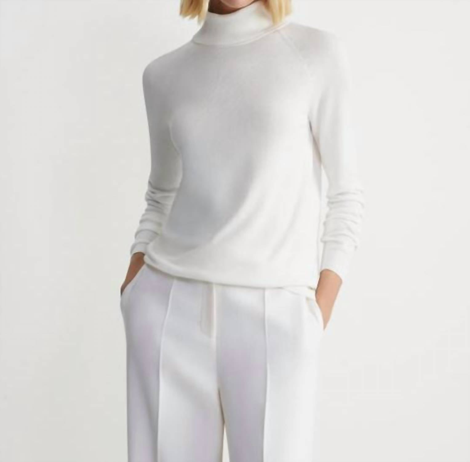 Lafayette 148 - Petite Responsible Matte Crepe Turtleneck Sweater