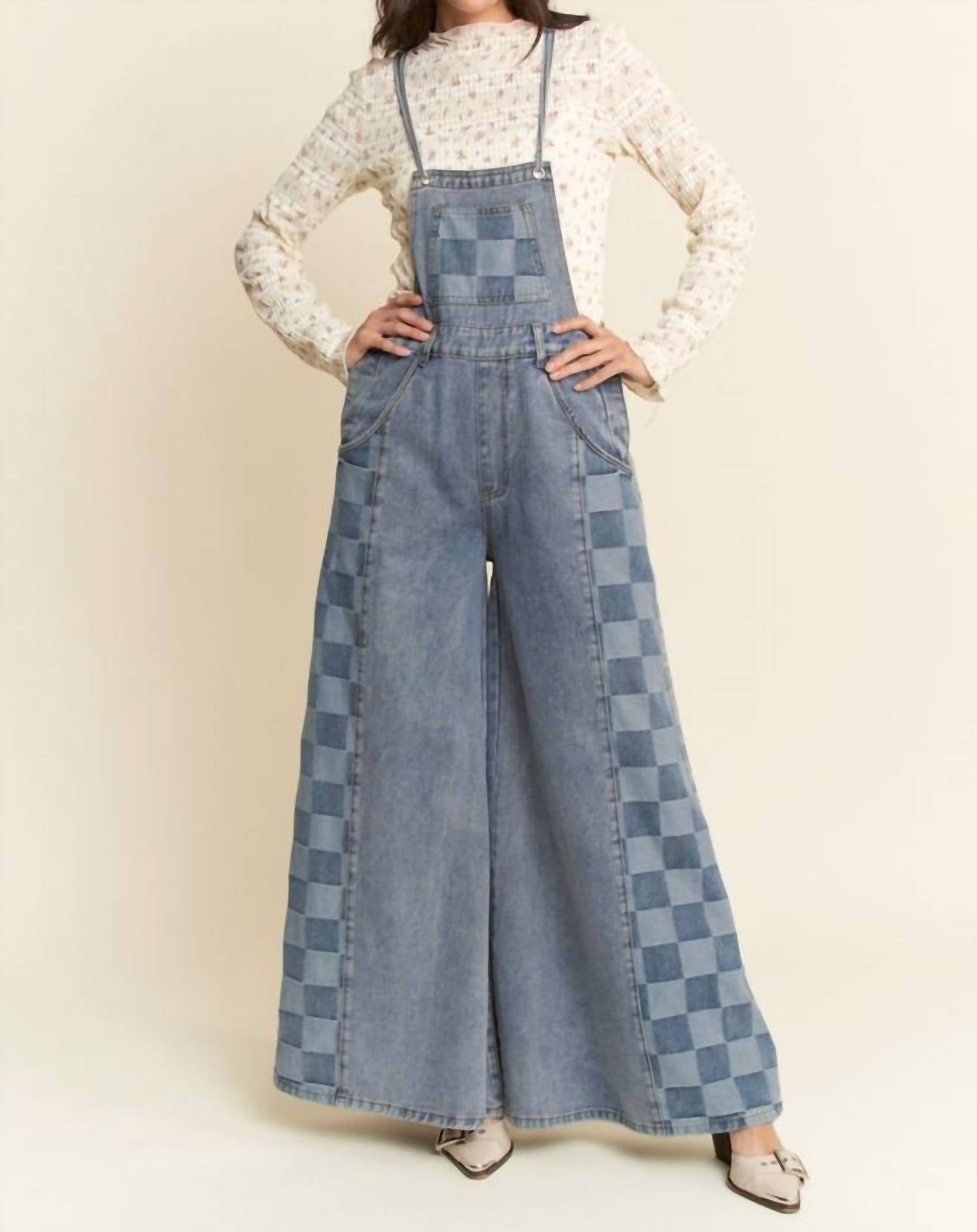 Davi & Dani - Checkered Wide Leg Overalls