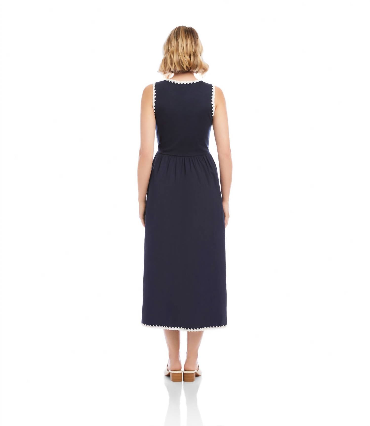 Karen Kane - Sleeveless Edge Stitch Contrast Midi Dress