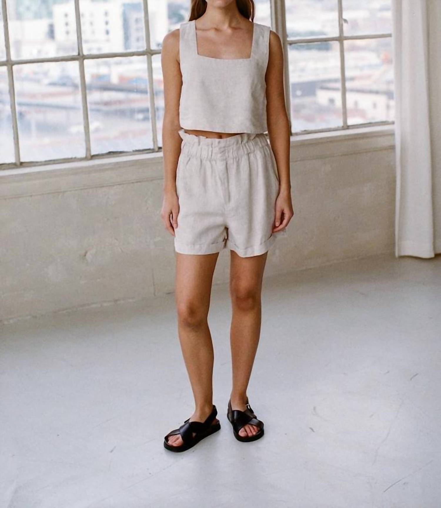 A.Ren - Christal Linen Squareneck Top