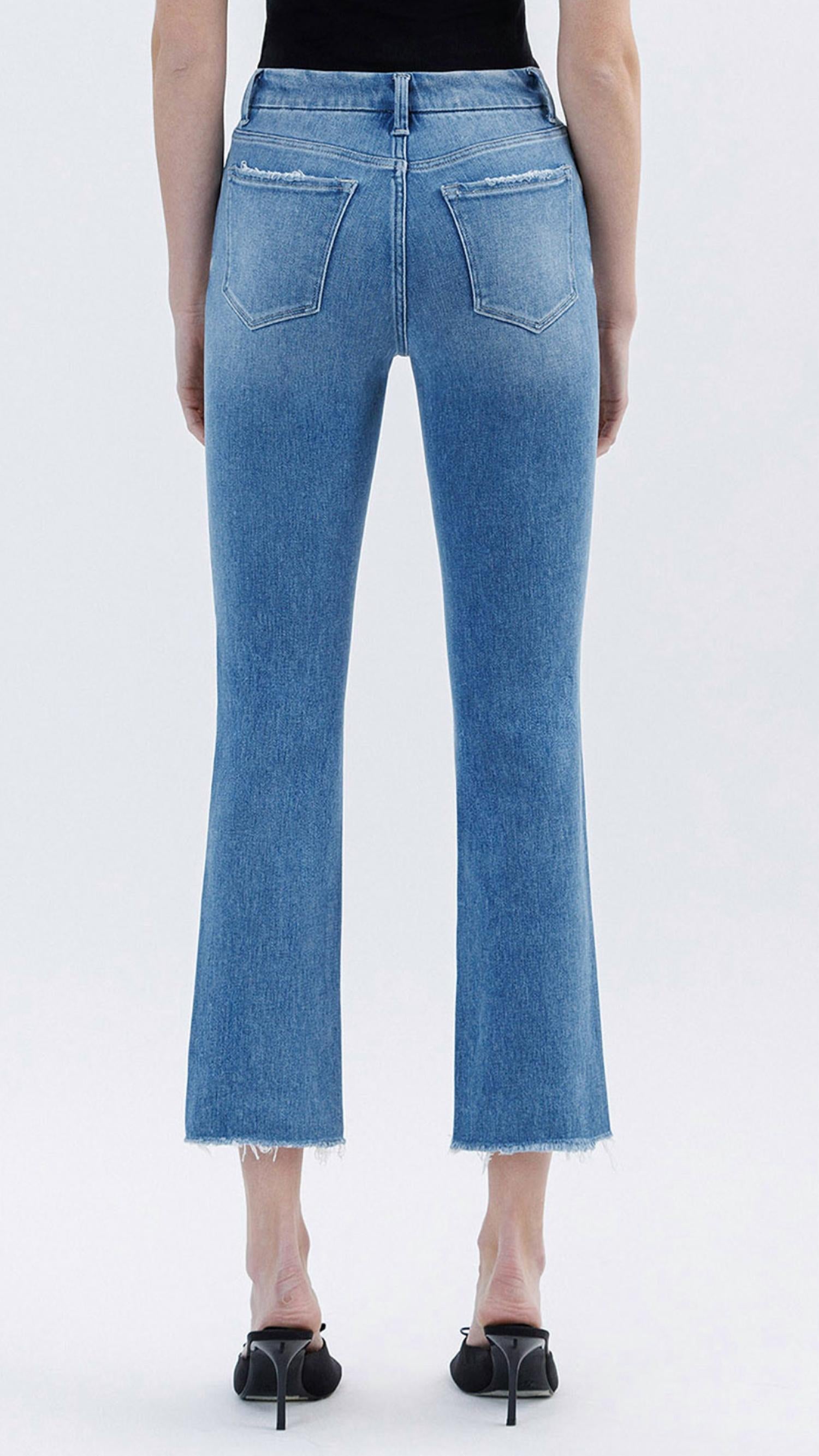 Flying Monkey - High Riseraw Slant Hem Slim Straight Jeans