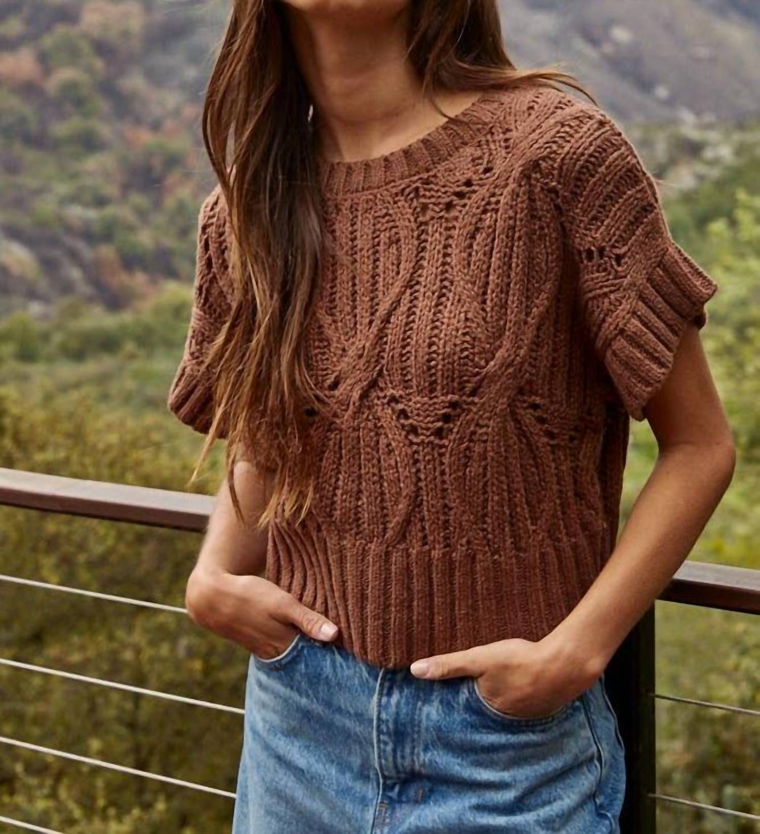 By Together - Knit Sweater Crochet Round Neck Short Sleeve Top
