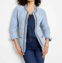 Nic + Zoe - Izara Indigo Fringe Mix Knit Jacket