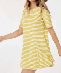 Shop Basic - Short Sleeve Round Neck Stripe Tunic Top