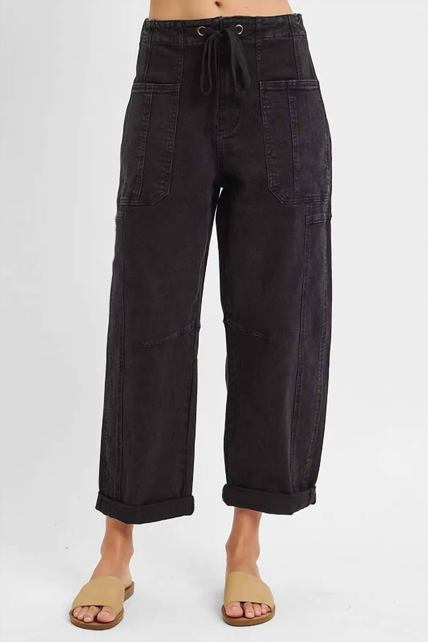 Risen - High Rise Boyfriend Cuffed Barrel Jeans