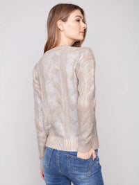 Charlie B - Metallic Cotton Cable Knit Sweater