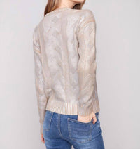 Charlie B - Metallic Cotton Cable Knit Sweater