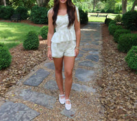 Act Pretty - Floral Peplum Top And Short Set