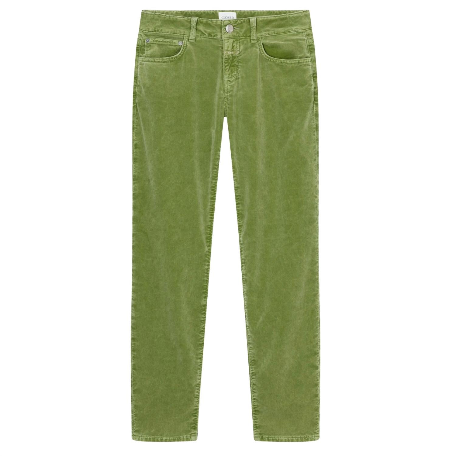 CLOSED Baker Velvet Skinny Jean in pistachio green - women's jeans - detail view