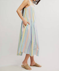 Free People Primavera Stripe Midi Dress in pastel stripes - women's dress - alternate view