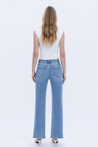 Vervet By Flying Monkey - High Rise Distressed Hem Slim Wide Jeans - Plus
