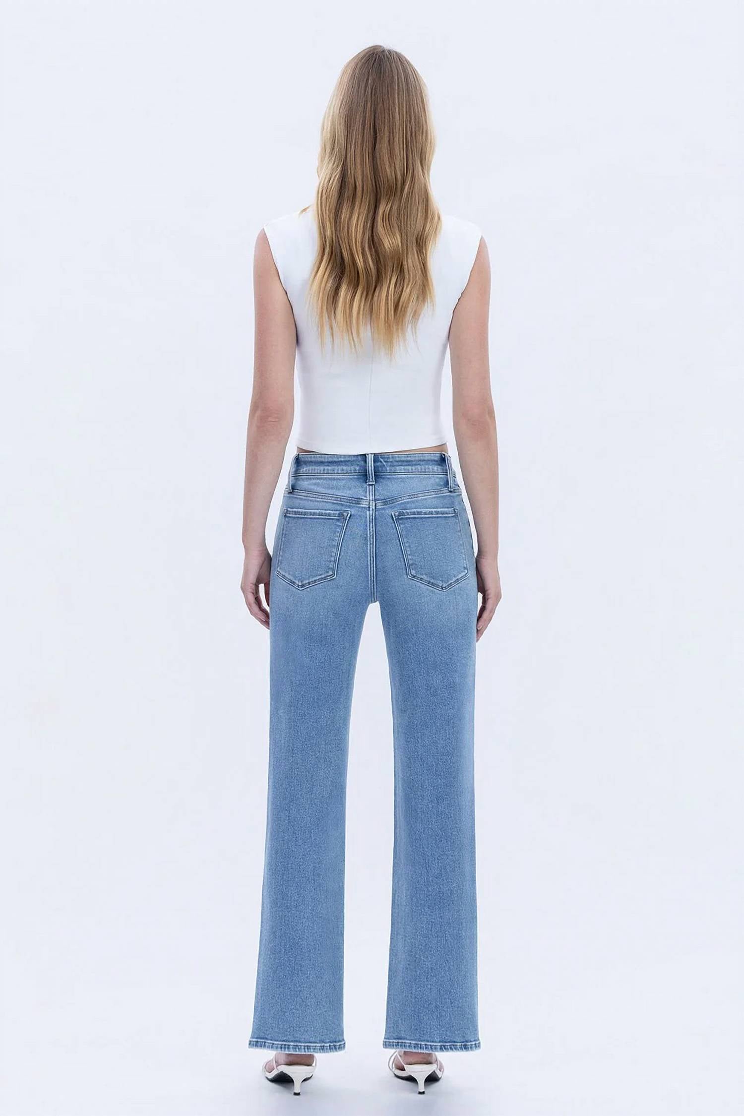 Vervet By Flying Monkey - High Rise Distressed Hem Slim Wide Jeans - Plus