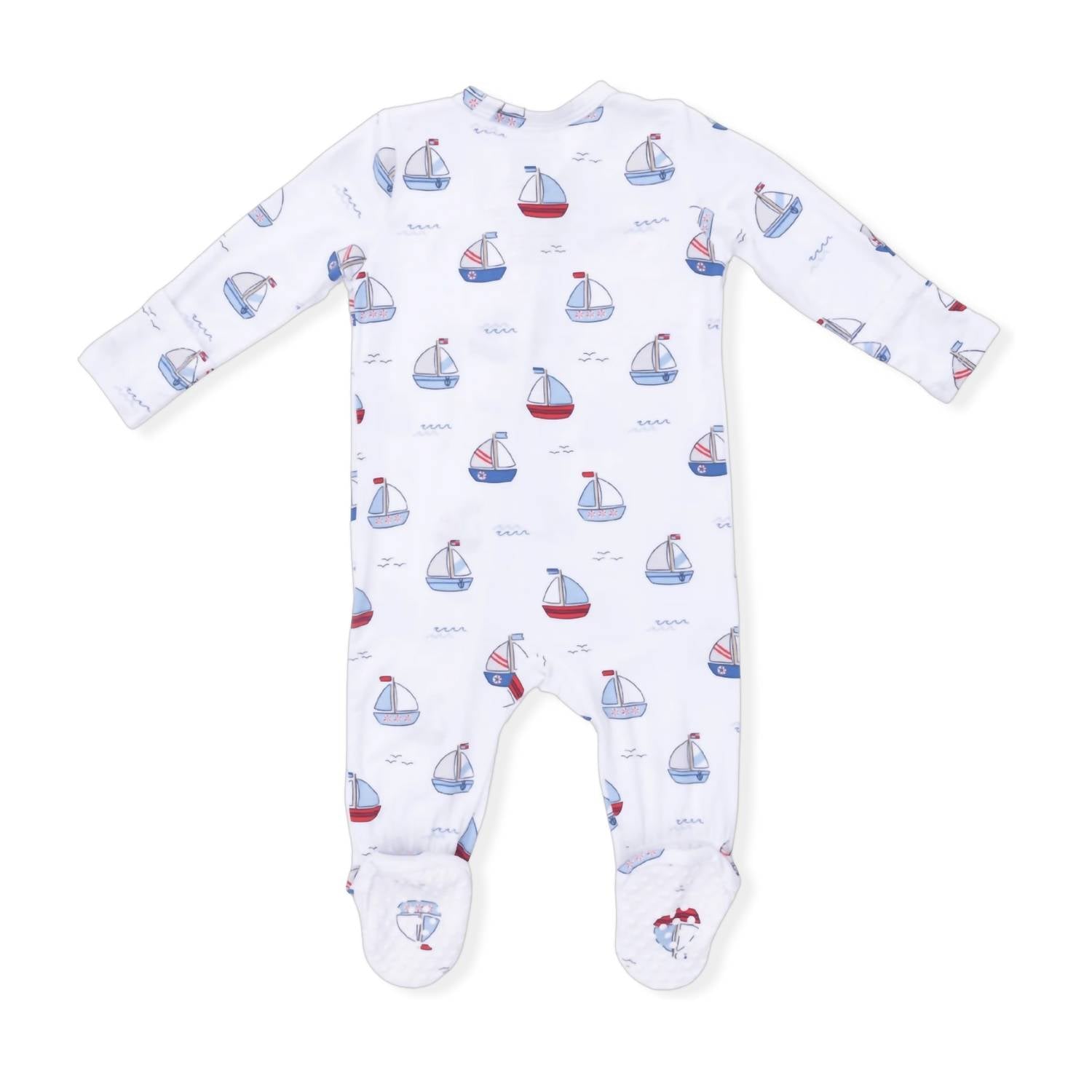 Angel Dear - Kids Bubbly Sailboats Bamboo 2 Way Zipper Footie