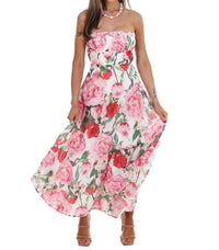 One & Only - Women's Afternoon Garden Stroll Strapless Maxi Dress