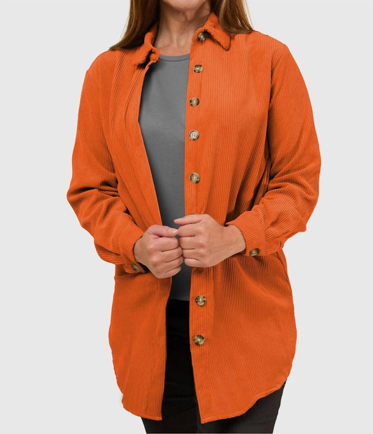 Pine Apparel - Corduroy Button Front Shacket