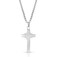 Montana Silversmiths Men's Rope Wrapped Cross Necklace in silver - men's jewelry - detail view