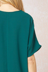 entro Solid V-neck Top in hunter green - women's blouse - view 5