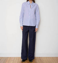 WE-AR4 Tuxedo Wide Leg Trouser in navy check - women's pants - alternate view