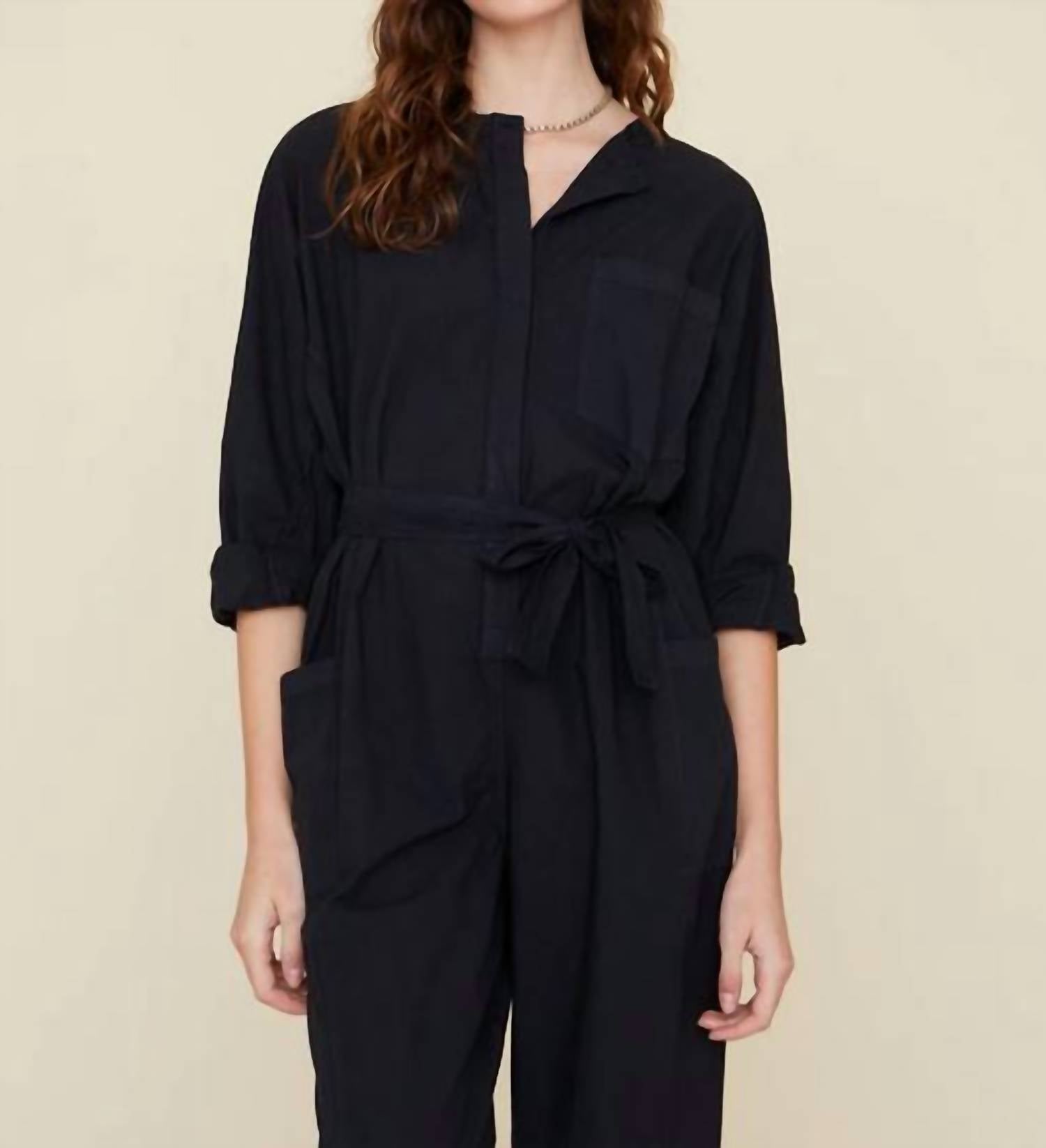 XIRENA Kenton Elbow Sleeve Jumpsuit in black - women's pants - alternate view