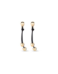 Unode50 - Leather Drop Earrings With Two Small Hearts