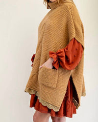 Little Secret Of Mine - Stuck On You Turtleneck Lace Bottom Knit Poncho